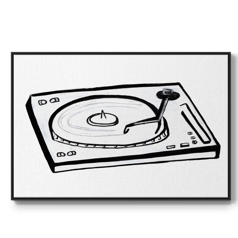 Esquisse en vinyle, H 25 po x l 37 po x P 2 po, Toile encadrée noire