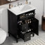 Meuble-lavabo 24 po avec lavabo, meuble-lavabo avec un tiroir rabattable et deux tiroirs, tablette réglable, bois massif et panneau de fibres à densité moyenne, noir-121294544