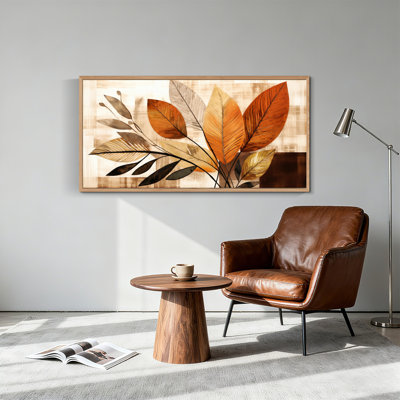 Tableau encadré sur toile « Feuilles d'automne » (1 pièce), 147 x 71 cm