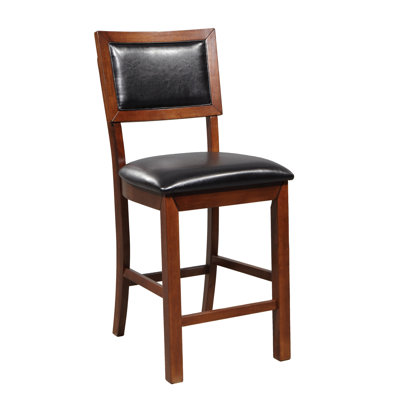 Upholstered Counter Stool with Solid Wood Frame