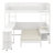 Loft Bed With Extendable Desk And Lights, Wood Loft Bed Frame With Storage Shelves & Padded Foldable Sofa-1358673883