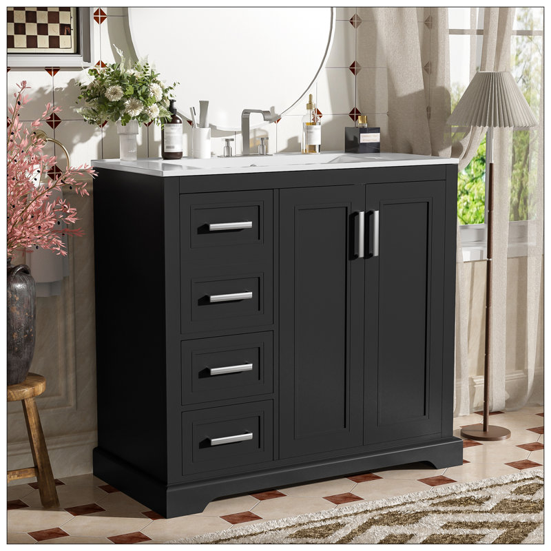 Vanities For Bathroom, Black, Silver