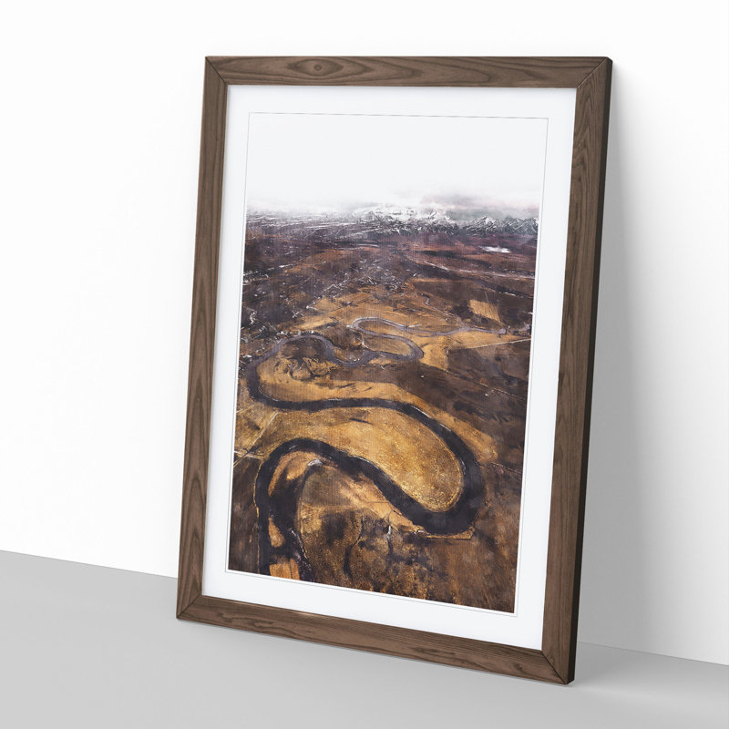 View of Reykholt in Iceland - Picture Frame Graphic Art, 65cm H x 48cm W x 2cm D, Walnut