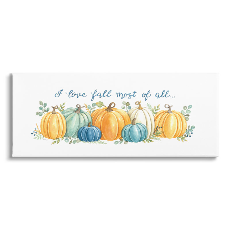 «Love Fall Most All All Assorted Harvest Pumpkins», estampe numérique encadrée noire de Deb Strain, Toile tendue