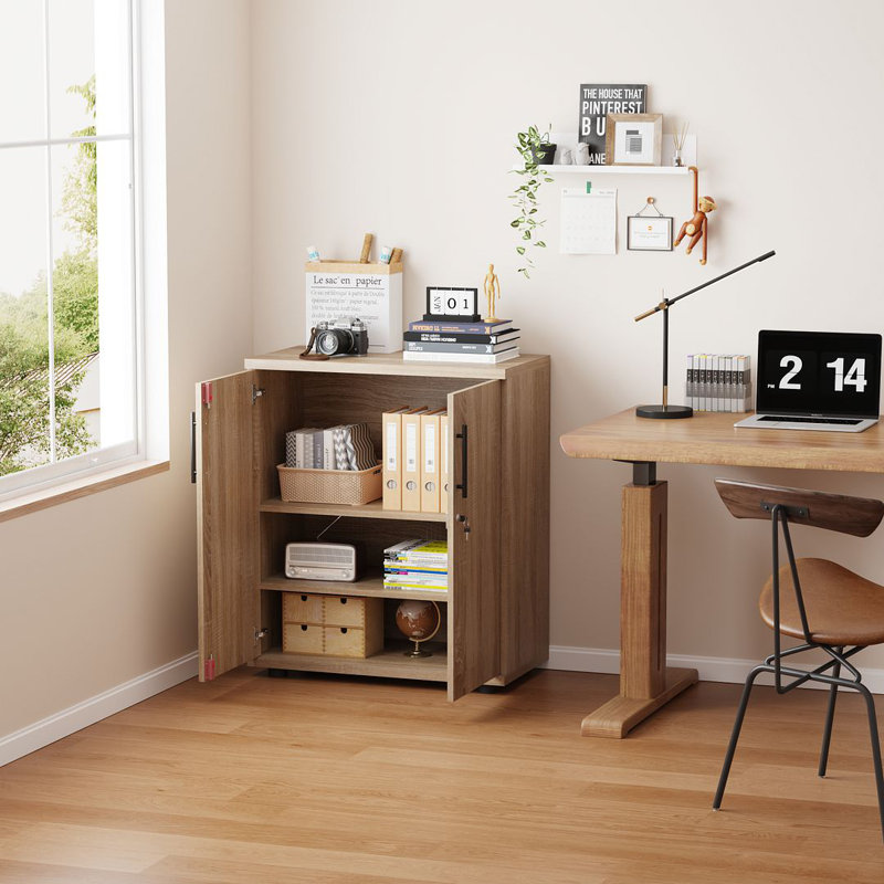 Feriel Storage Cupboard Cabinet for Office, Home Garage, 2 Door, Locking, 2 Shelf, Sonoma Oak