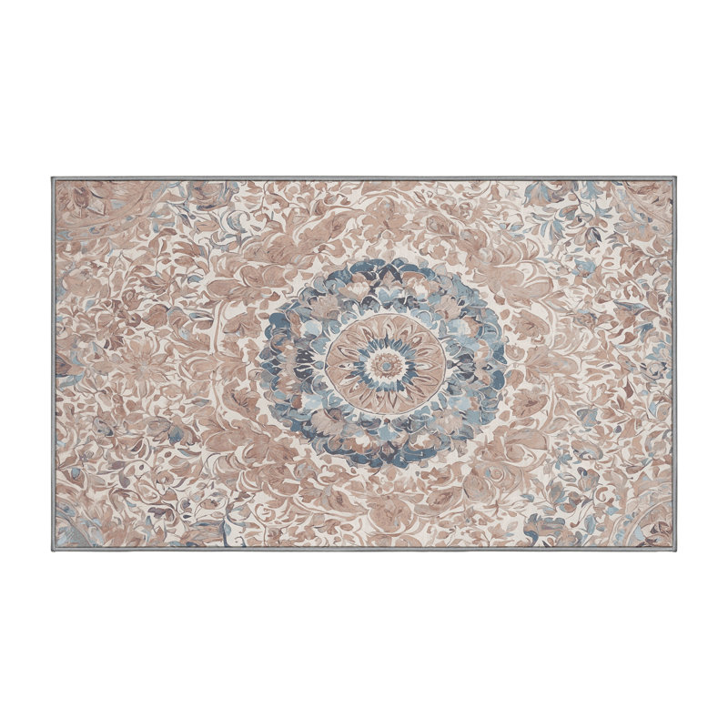Machine Washable Gray Area Rug, Rectangle 7' x 10'
