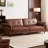 78.7-inch Solid Wood Tufted Sofa With Pillow Top Arms, Mid-century Modern Brown Luxury Leather Couch With Deep Seat Or Living Room Home Office