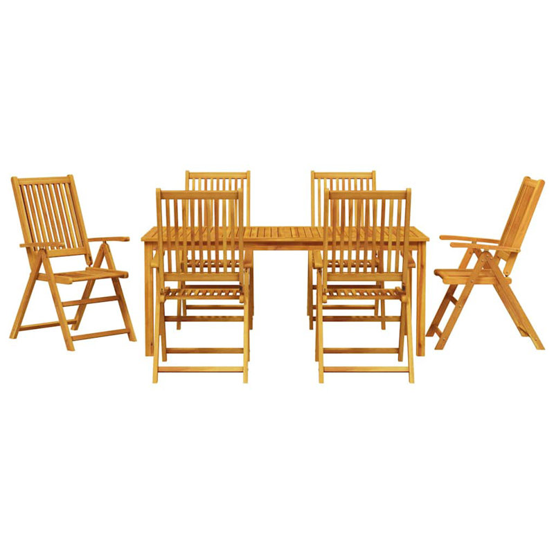 6 - Person Acacia Wood Patio Dining Set with Rectangular Table
