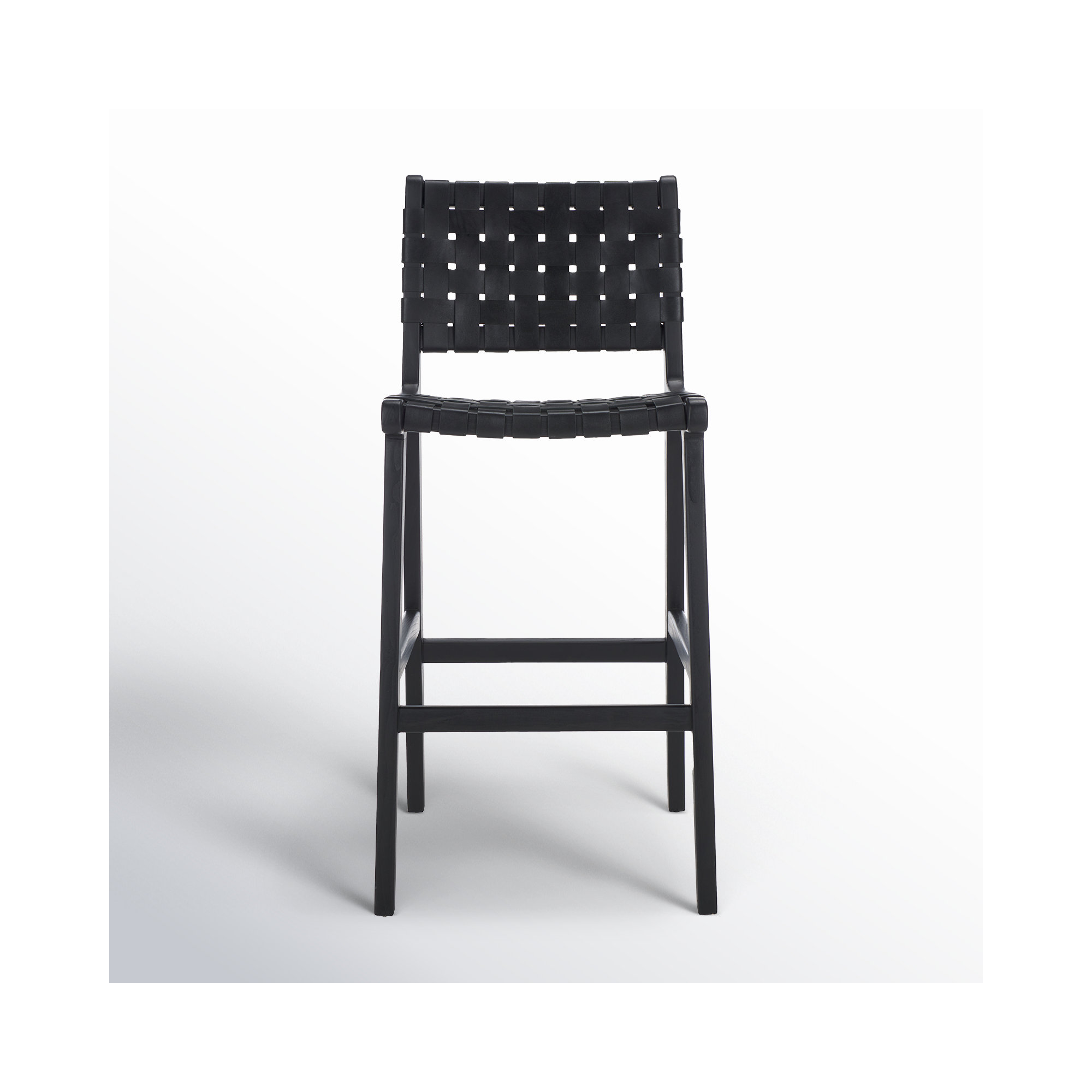 Alston Leather Stool, Black Leather/Black Frame, Bar Stool (29.70" Seat Height)
