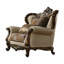 Fauteuil à oreilles capitonné en damas brun clair Gracie Mills avec coussins décoratifs