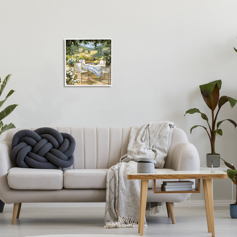 Vignoble Tuscan Terrace (français), H 17 po x l 17 po x P 1,5 po, Giclée encadrée blanc bord de mer