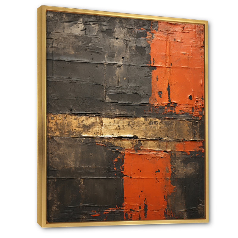 Passage in Time Distress Orange - impression, H 20 po x l 12 po x P 1 po, Cadre flottant doré