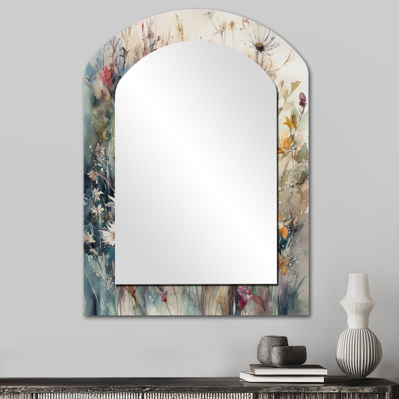 Orange vert marguerite tranquillité - miroir asymétrique marguerite, 34 po x 25 po