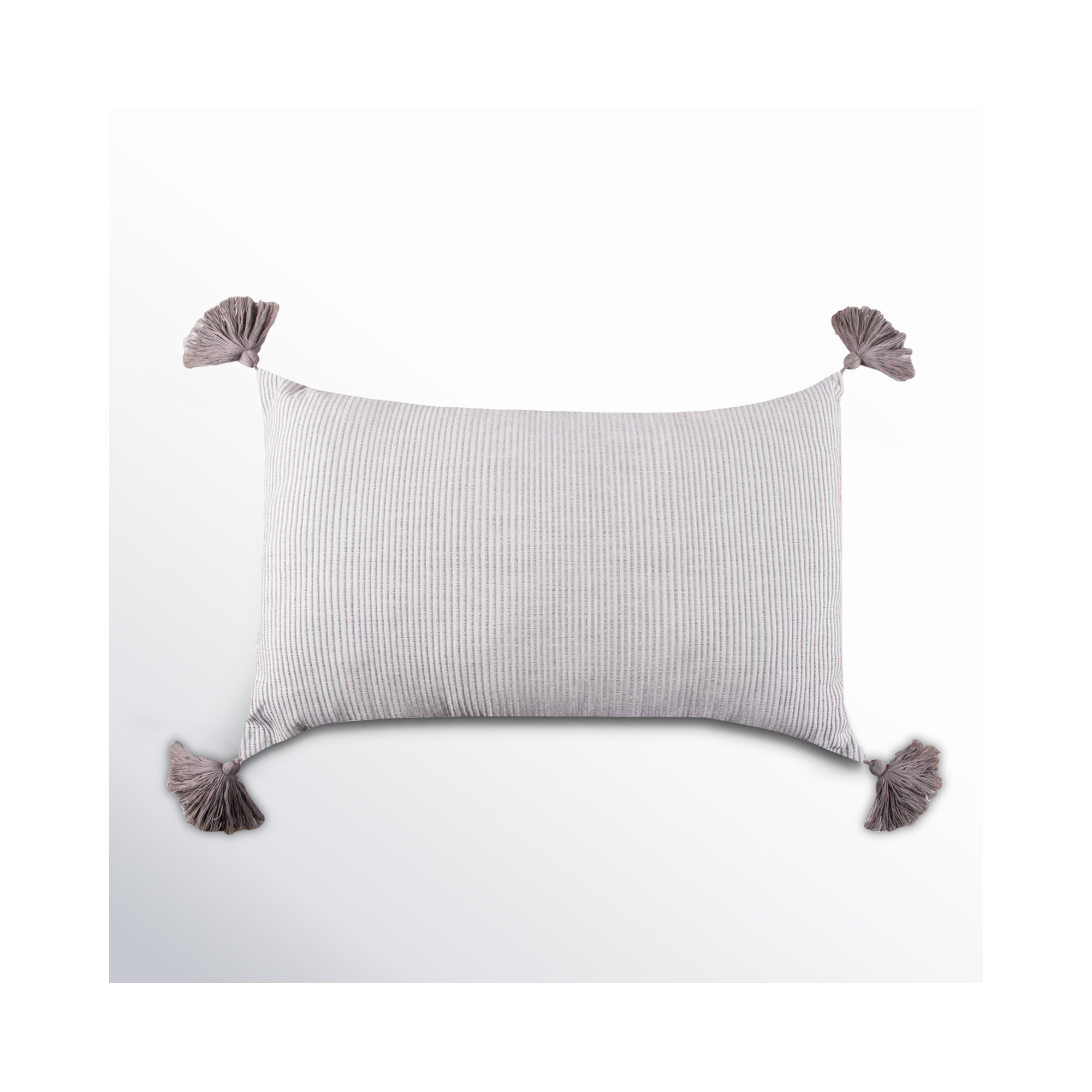 Fairlee Cotton Striped Lumbar Pillow, Gray