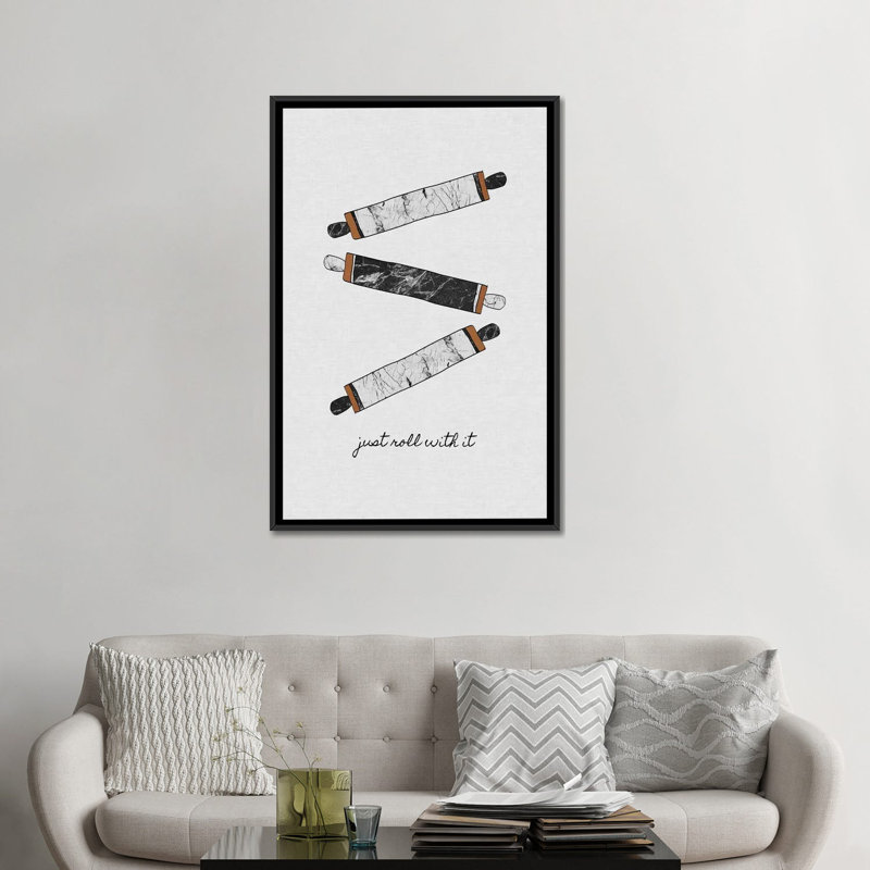 «Just Roll with it», impression sur toile, H 26 po x l 18 po x P 1,5 po, Toile avec cadre noir, Pas de tapis