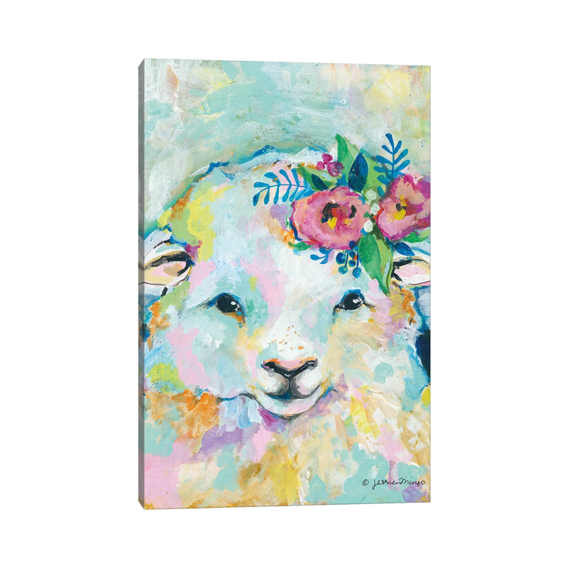 Happy Sheep 1 Piece Painting on Canvas, 101.6cm H x 66.04cm W x 3.81cm D, Wrapped Canvas