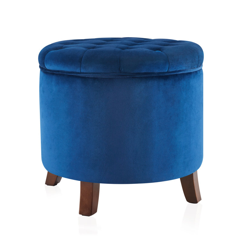 Kallenbach Upholstered Ottoman, Brown, Navy Blue