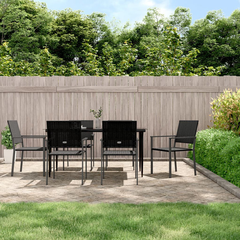35" H X 21.3" W X 24.6" D Patio Dining Set with Rectangular Table, 63" L x 31.5" W x 29.1" H, 6