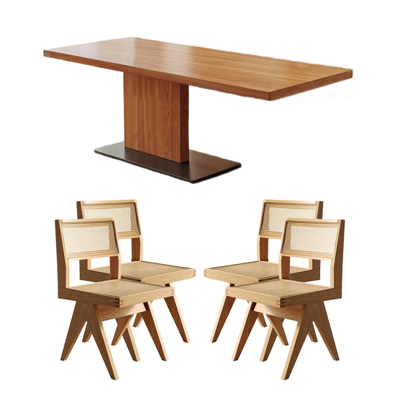 Solid wood ash dining table set, 29.53" H x 62.99" L x 31.5" W
