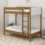 Lit superposé simple au-dessus de simple avec tête et pied de lit rembourrés Boucle, échelle, garde-corps de sécurité, lit superposé en bois d'hévéa