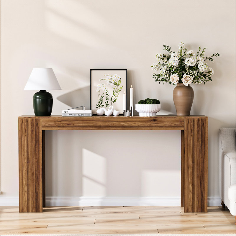 Table de 64,12 po en noyer derrière, idéale pour les espaces étroits dans le salon ou la chambre à coucher, vestibule à finition rustique avec entrée esthétique, entrée de chambre à coucher décorative, assemblage facile