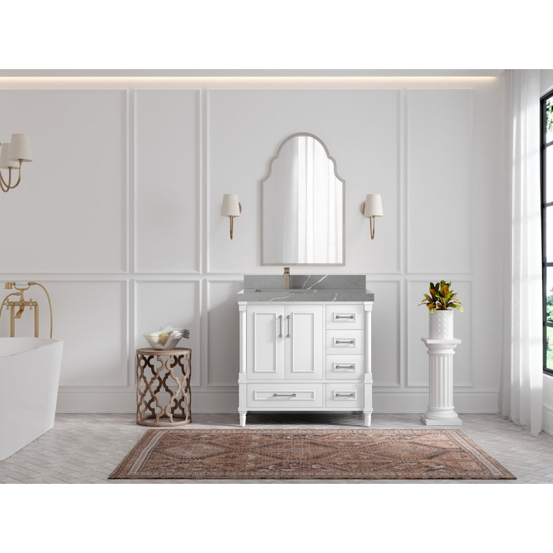 Aberdeen 36'' Single Bathroom Vanity with Top, Piatra Gray