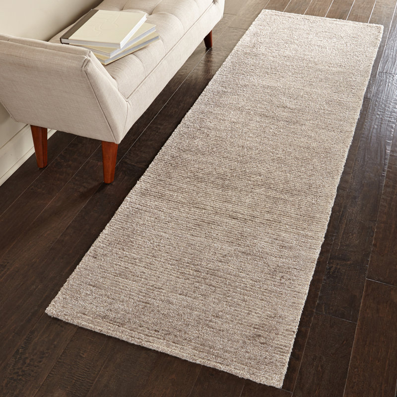 Tapis beige fait à la main Lahoma, Tapis de couloir 2 pi 3 po x 7 pi 6 po