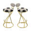 Ensemble de 2 tabourets de bar rembourrés à hauteur de comptoir Football pour tabourets de bar en métal en forme de S (structure dorée et dossier blanc crème)