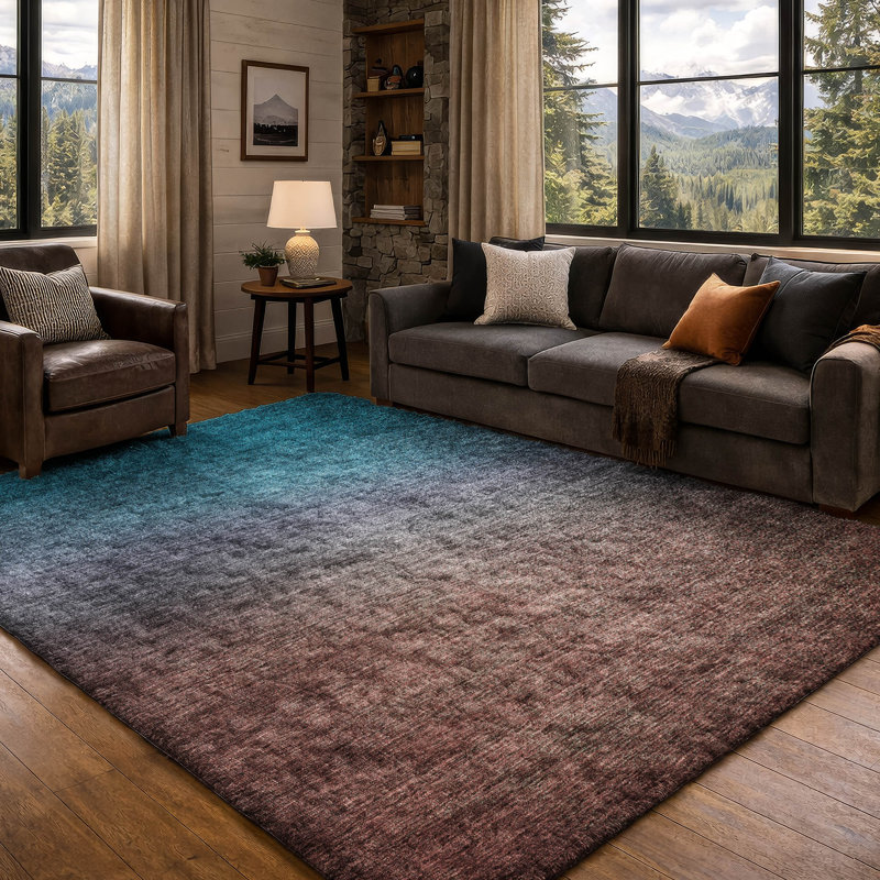 Tapis dégradé de qualité supérieure lavable à la machine ADS587, Teal, 5' x 7'6"