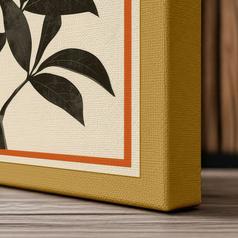 Moonlit Flower Japandi - Wrapped Canvas, 36x24 - 91.4 x 61.0 cm, Ochre Border