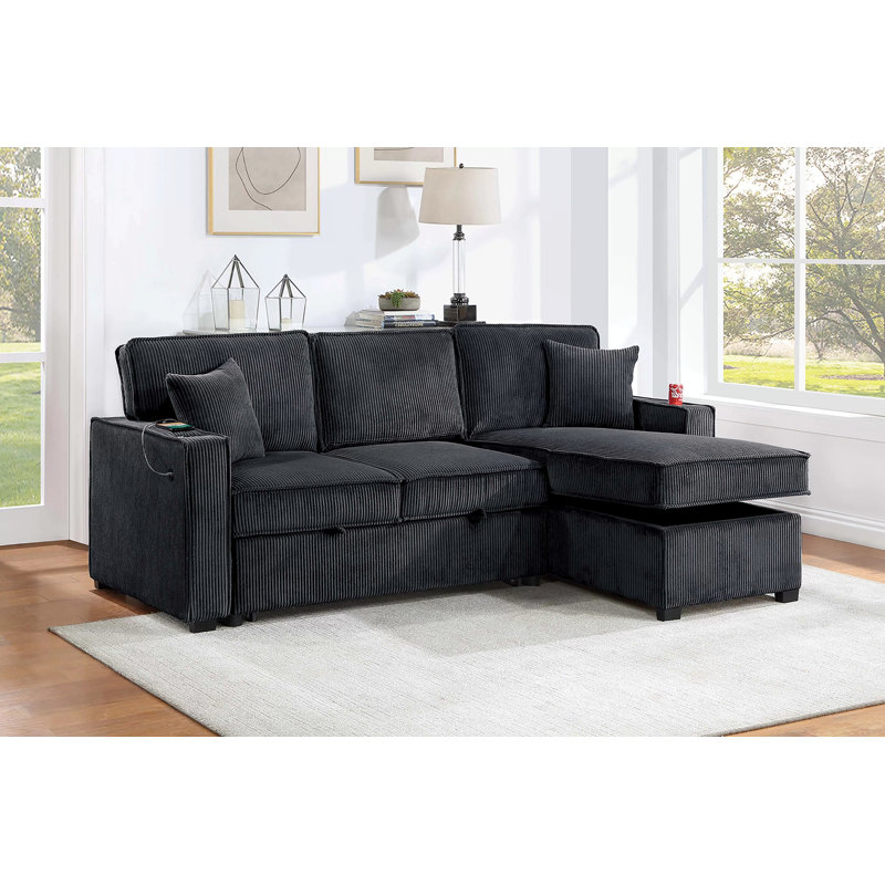 Canapé modulaire Palomino, Velours côtelé noir