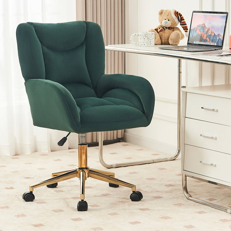 Chaise de bureau pivotante 360, Vert, Velours