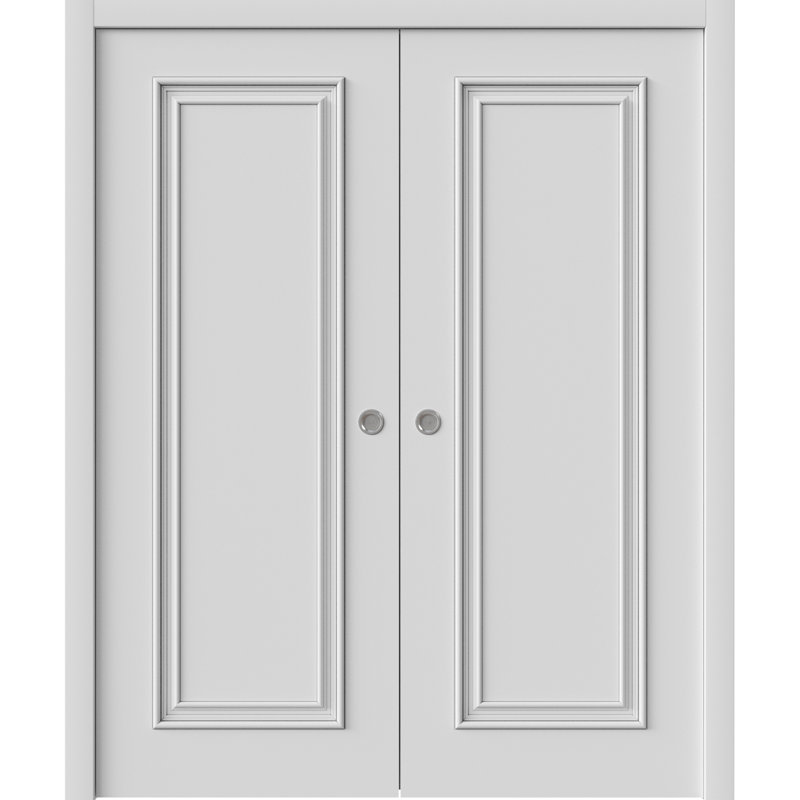 Portes coulissantes à double poche | Émail blanc IMPÉRIAL 1811 | Ensemble de quincaillerie de rail | Portes intérieures de chambre à coucher en bois massif