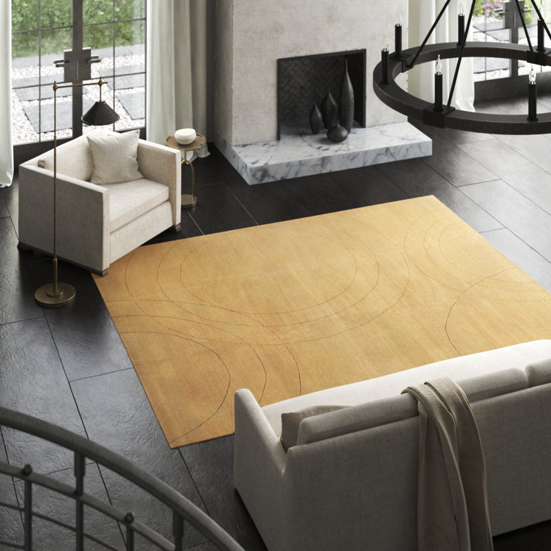 Cirque Abstract Area Rug in Beige/Neutral, Rectangle 2' x 3'