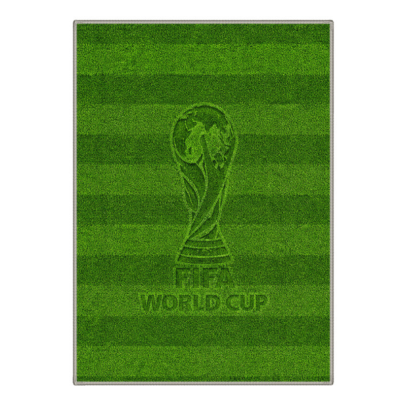 Avalon Modern Machine Washable Football Pitch / Sage Indoor Area Rug With Non-Slip Backing, Rectangle 6' x 9', Green