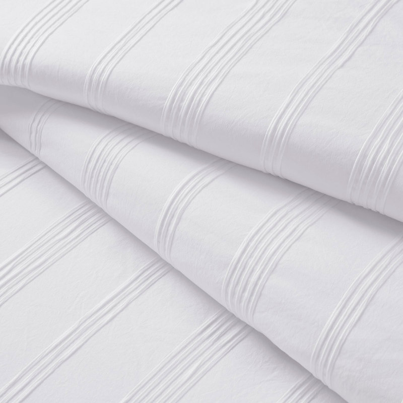 5-Piece Woven Striped Comforter Set, Soft And Stylish For Modern Minimalist Bedrooms, White