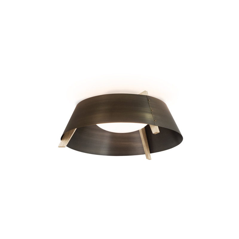 Casia 1 - Light LED Flush Mount, White Washed Oak, Distressed Brass, 3500 K