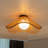 Luminora Handwoven Rattan Boho Glass Flush Mount Ceiling Light