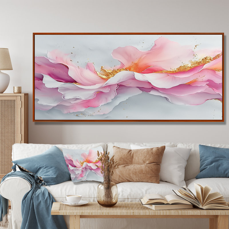 Fondations fluides de Rosa III - art mural abstrait en marbre, H 28 po x l 60 po, Brun