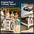 Foldable Outdoor Kitchen Island Cart with Lockable Wheels Storage Cabinet Towel Rack Portable Patio Prep Station Bar Table,White-602842089