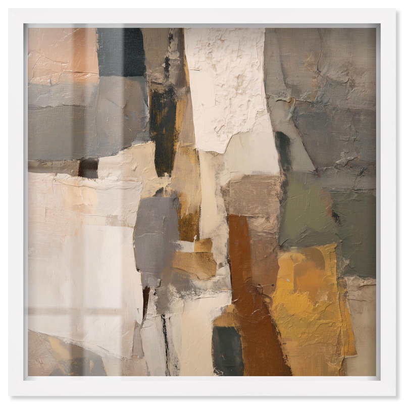 Art mural bohème Patchwork Plains II Shadowbox par Art Remedy, cadre blanc, 25 x 25, H 25 po x l 25 po, Cadre blanc