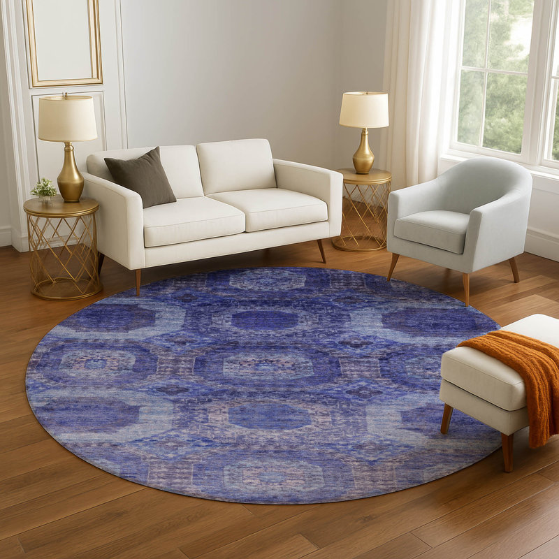 Premium Machine Washable Ralston AMF1944 Panels Rug, Round 8'
