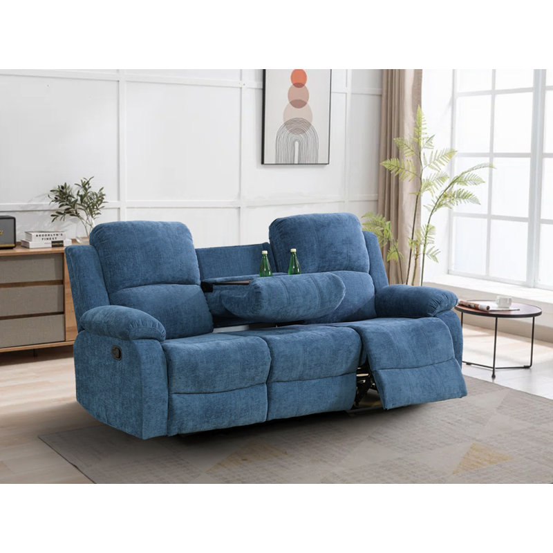 Maeline Recliner, Blue Microfiber