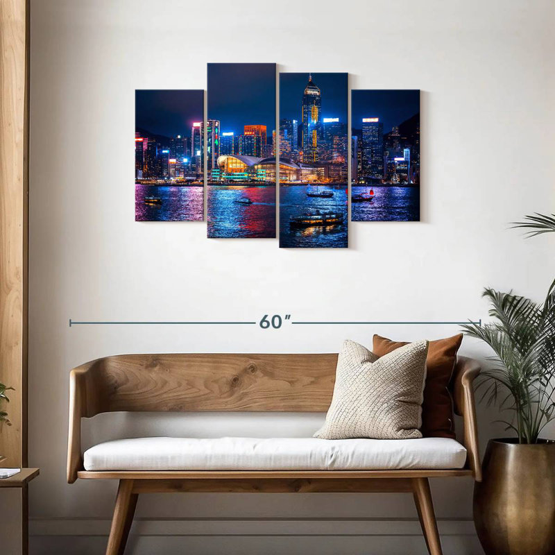 Nicci illuminée de la ville de Hongkong, H 27 po x l 43 po