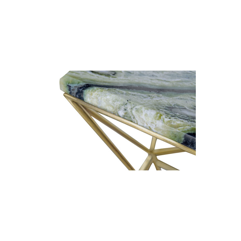 Marble End Table, White/Gold