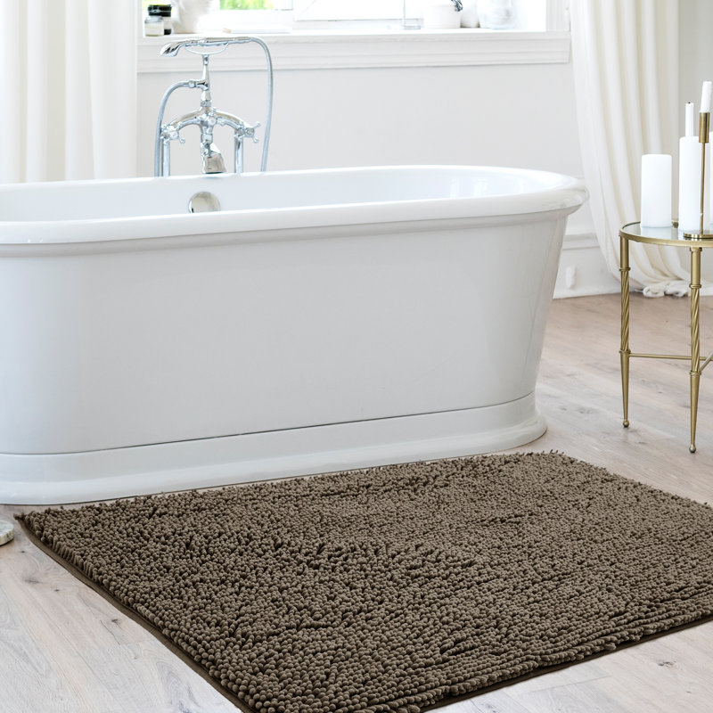 Chenille Bath Mat - Luxurious Soft Microfiber Absorbent Bathroom Rug, Non-Slip, Quick Dry (Set of 4), Teal, 44" L x 24" W
