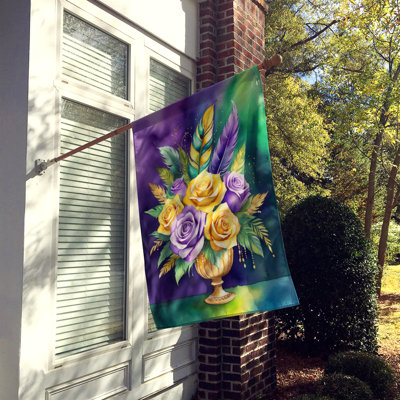 Double Sided 40'' H x 28'' W Polyester Mardi Gras House Flag