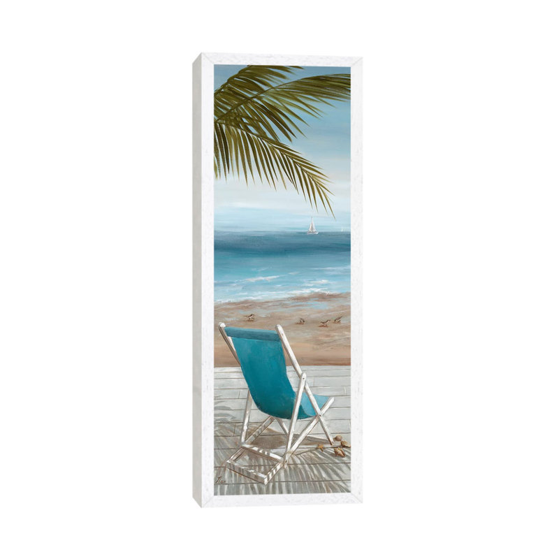 Walk On The Beach I by Nan - Panoramic Painting on Canvas, 121.92 cm H x 40.64 cm W, White Framed