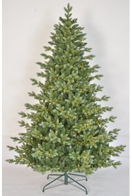 Sapin de Noël artificiel vert pré-éclairé avec lumière chaude et réaliste
