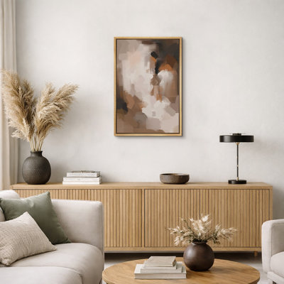 Abstract Colorful Strokes  "Earth Tones Watercolor Warm Tan Brown Minimalist Artwork, Contemporary Nordic Neutral Wall Pictures, Large Framed Canvas Giclee Print Wall Art"